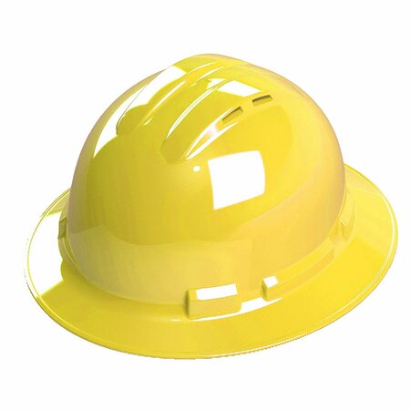 CORDOVA Pinlock, 4-Point, Vented, Duo Safety, Hard Hat, Full Brim, Yellow H34R2V